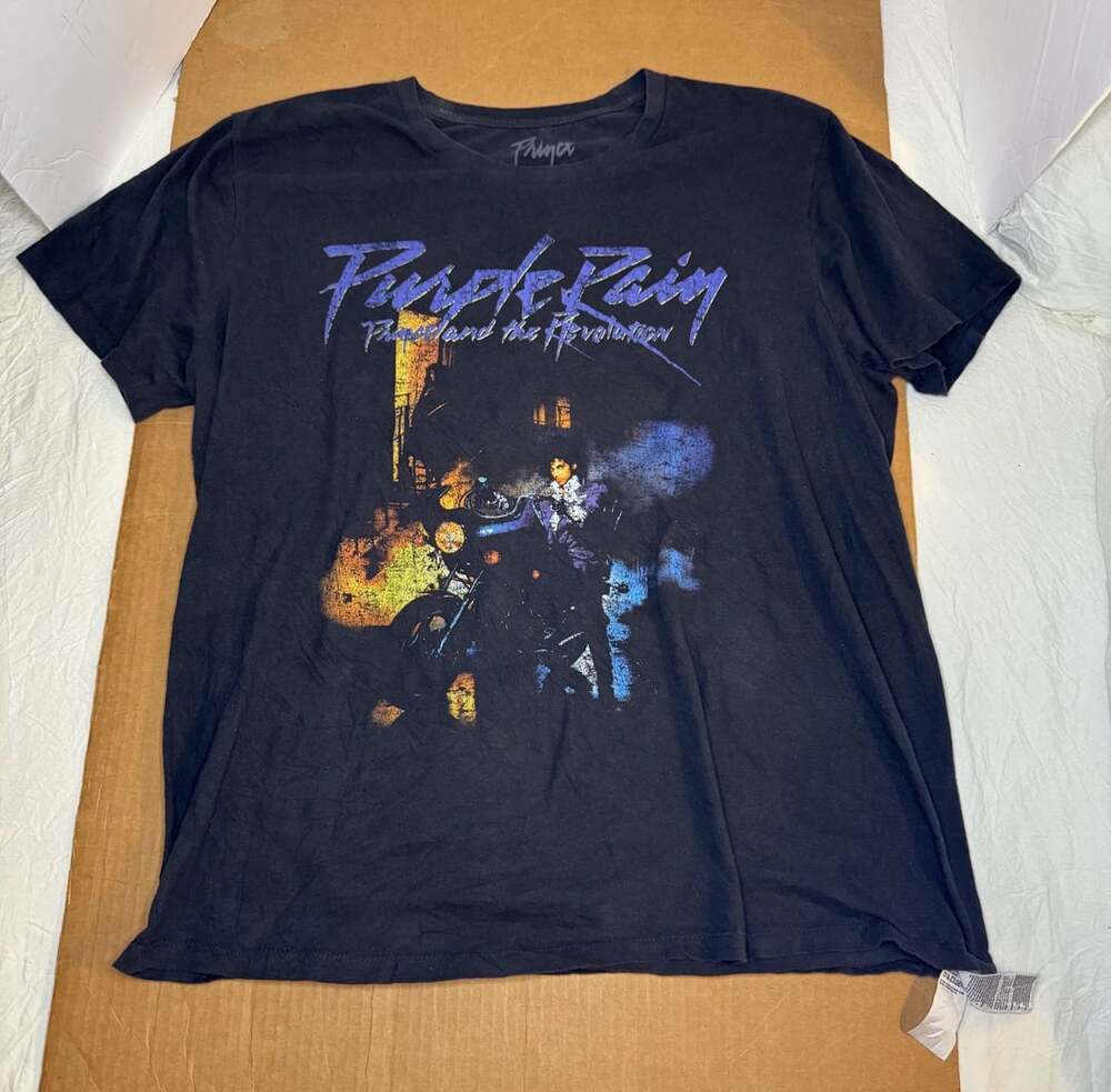 Prince Purple Rain T-Shirt Black Graphic Tee Concert L